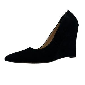 Express Heels Women’s Black Slip On Pointed Toe Wedge Pump